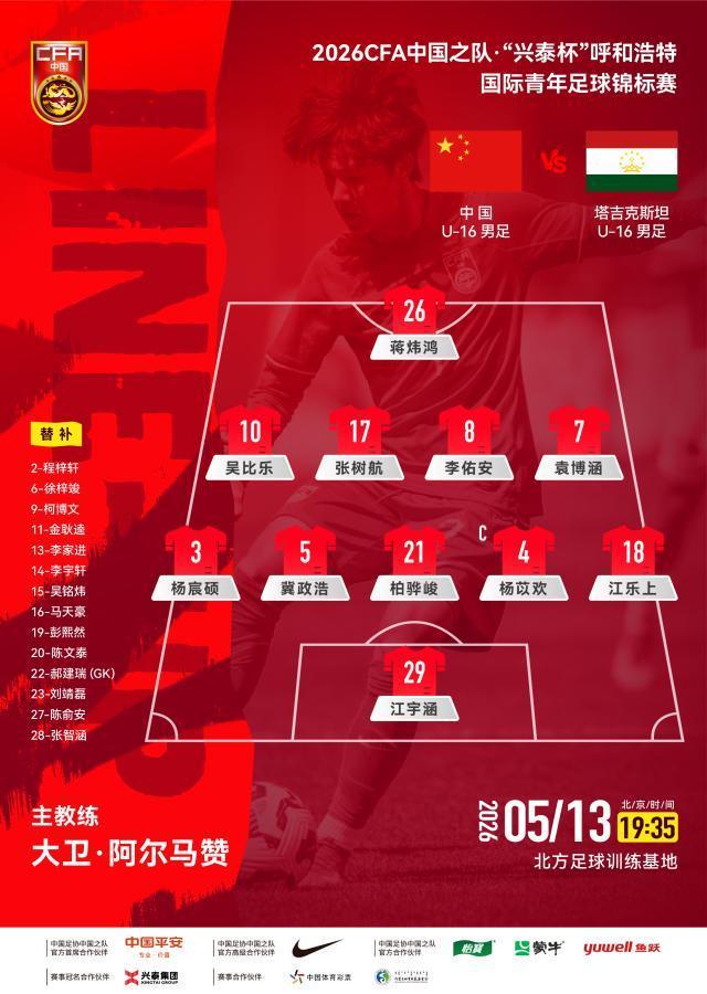 世界杯赛事统计-热身-袁博涵传射 U16男足3比2逆转塔吉克获两连胜
